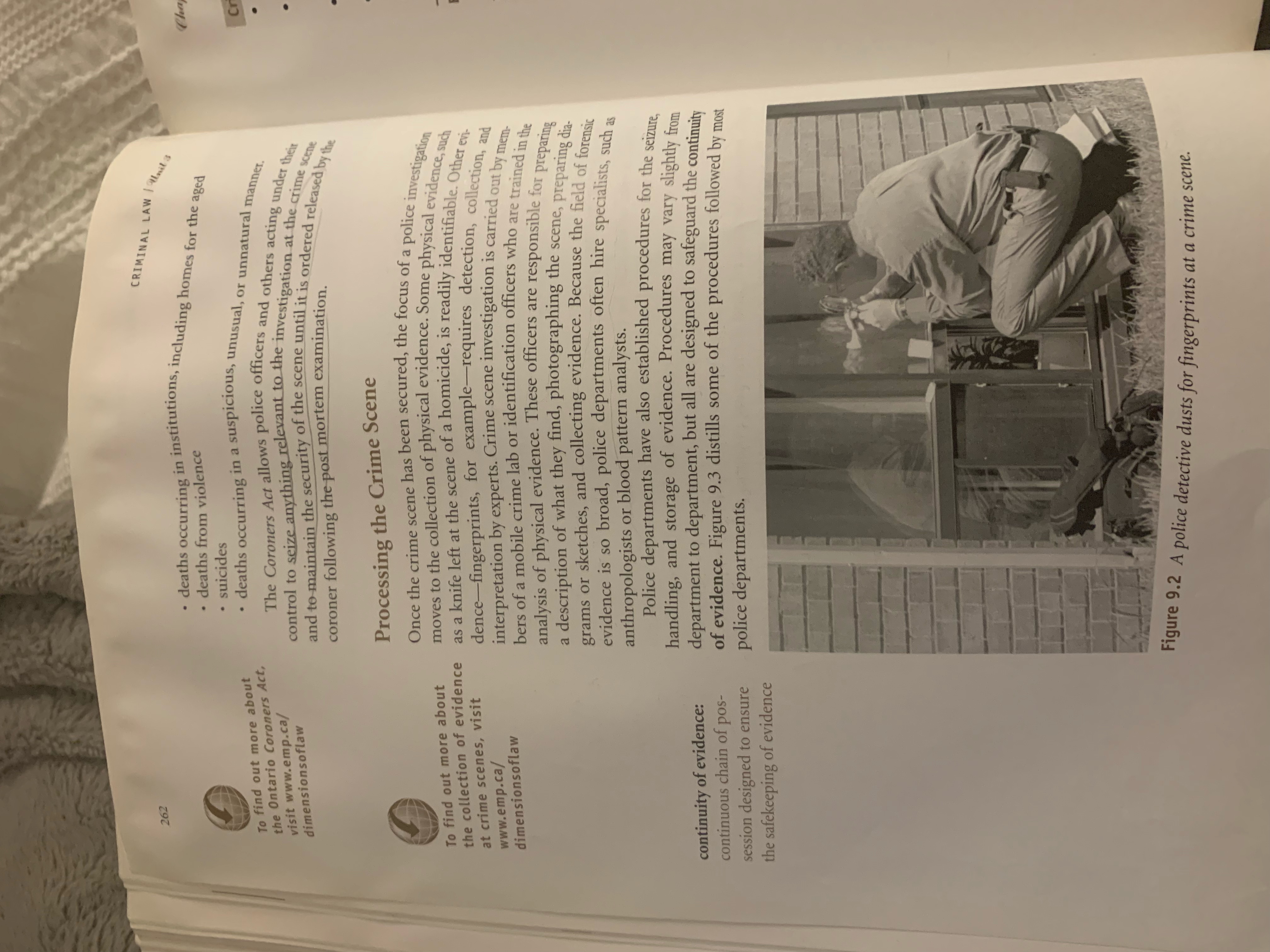 Each moment in the chain of events from crime to trial is