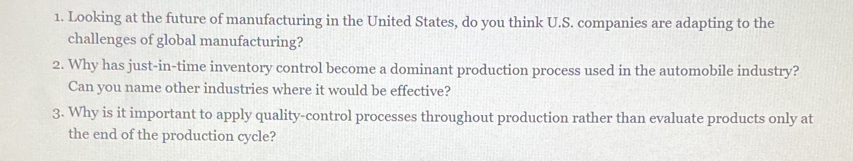 No copy for internet. 1. Looking at the future of manufacturing in