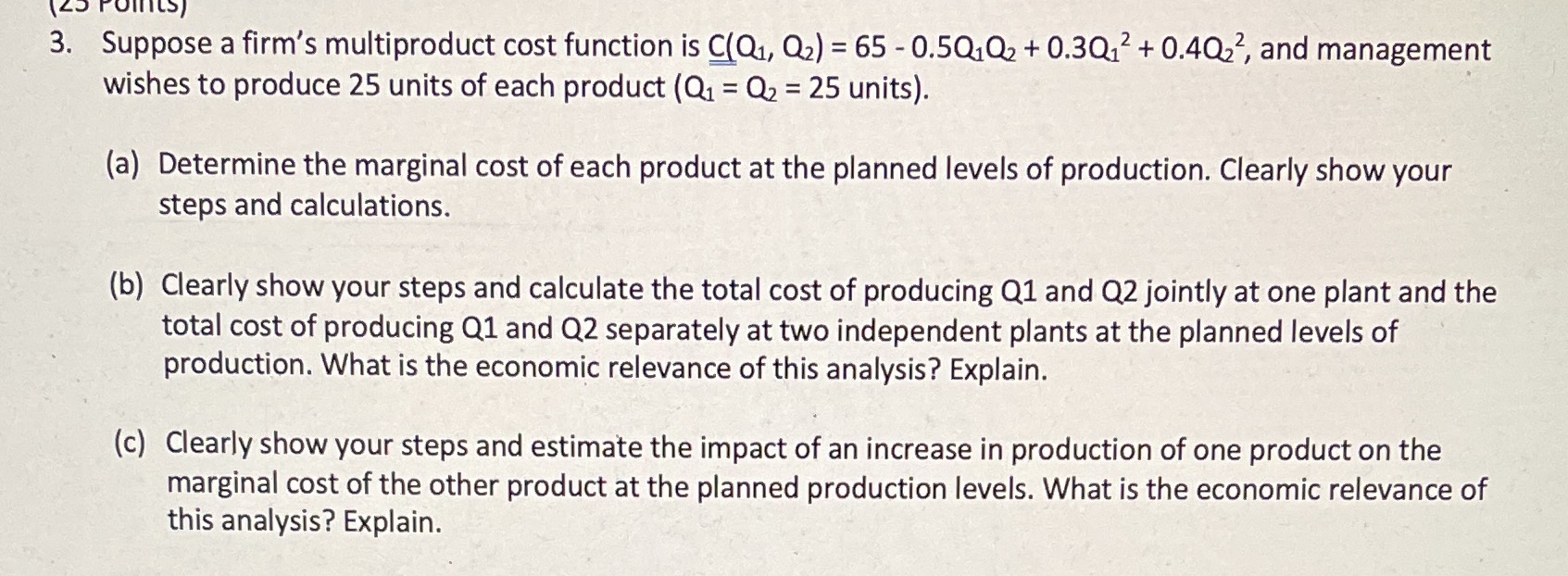 \\LJ Full\"), 3. Suppose a firm' 5 multiproduct cost function' Is