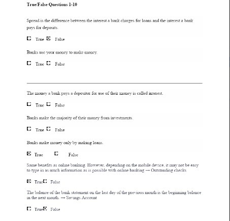 True Fale Questions 1-10 Spread is the difference between the interest