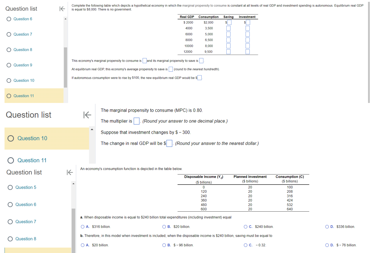  Question list K Complete the following table which depicts a hypothetical