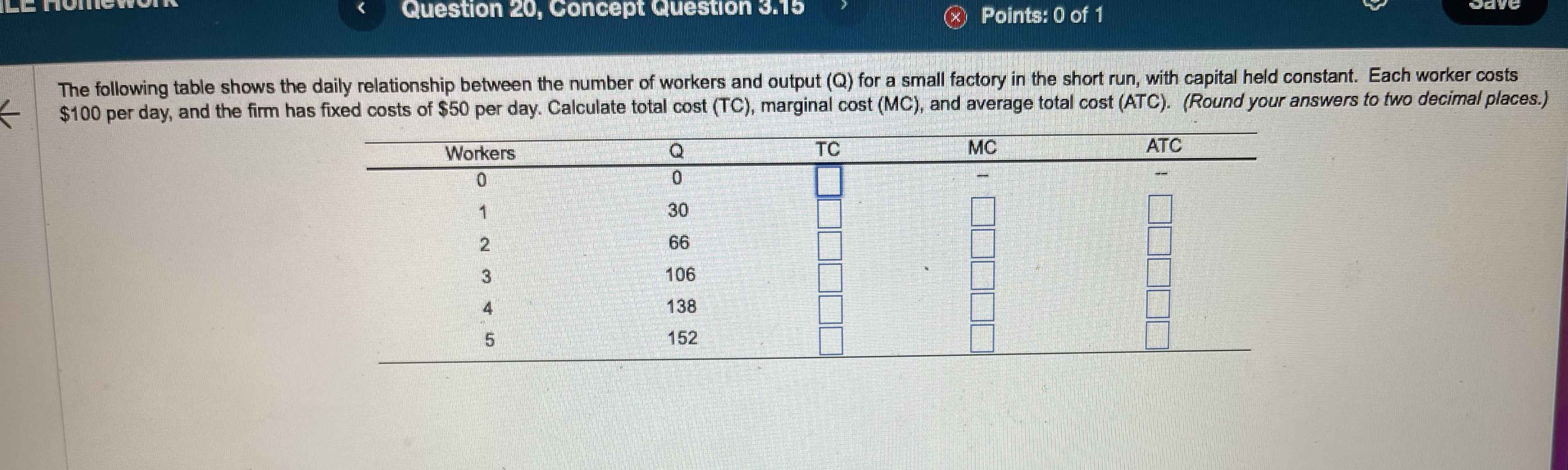 Answer please Question 20, Concept Question 3.15 Points: 0 of 1 The