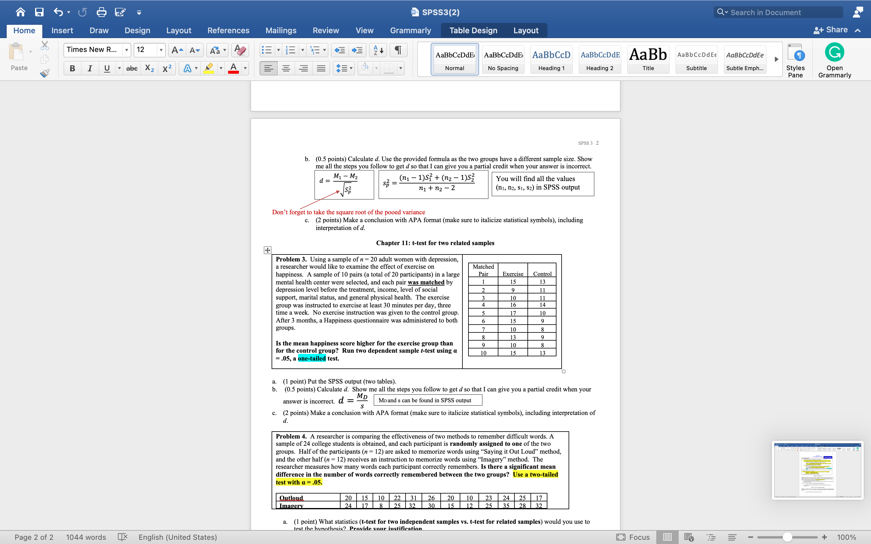 W- SPSS3(2) Q Search in Document Home Insert Draw Design Layout References