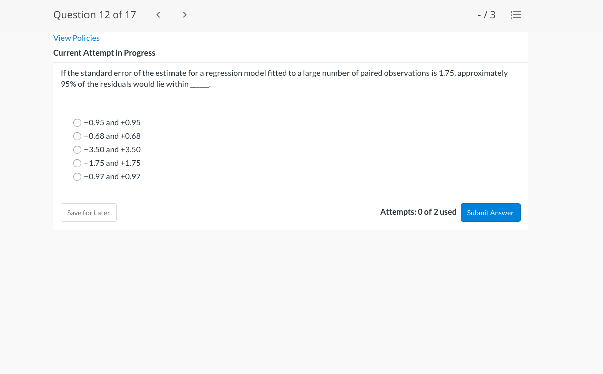 View Policies Current Attempt in Progress The following regression model was tted