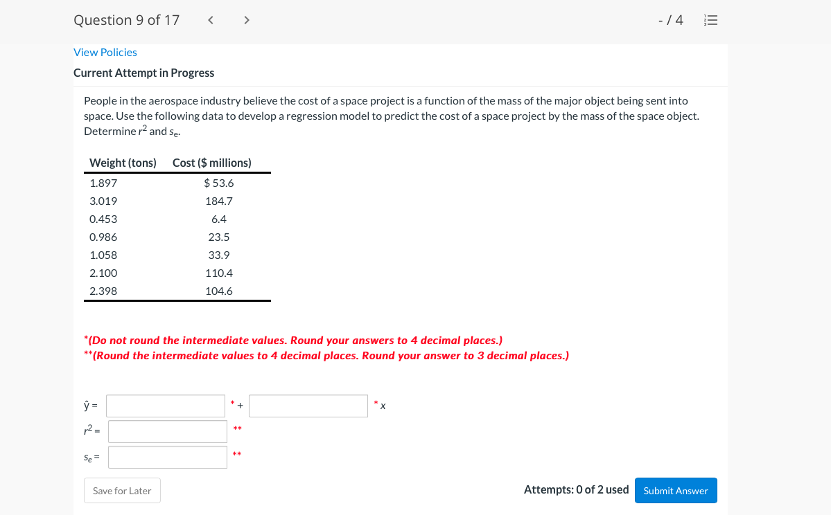 for Later Attempts: 0 of2 used 5.33.th A . Question 12 of17