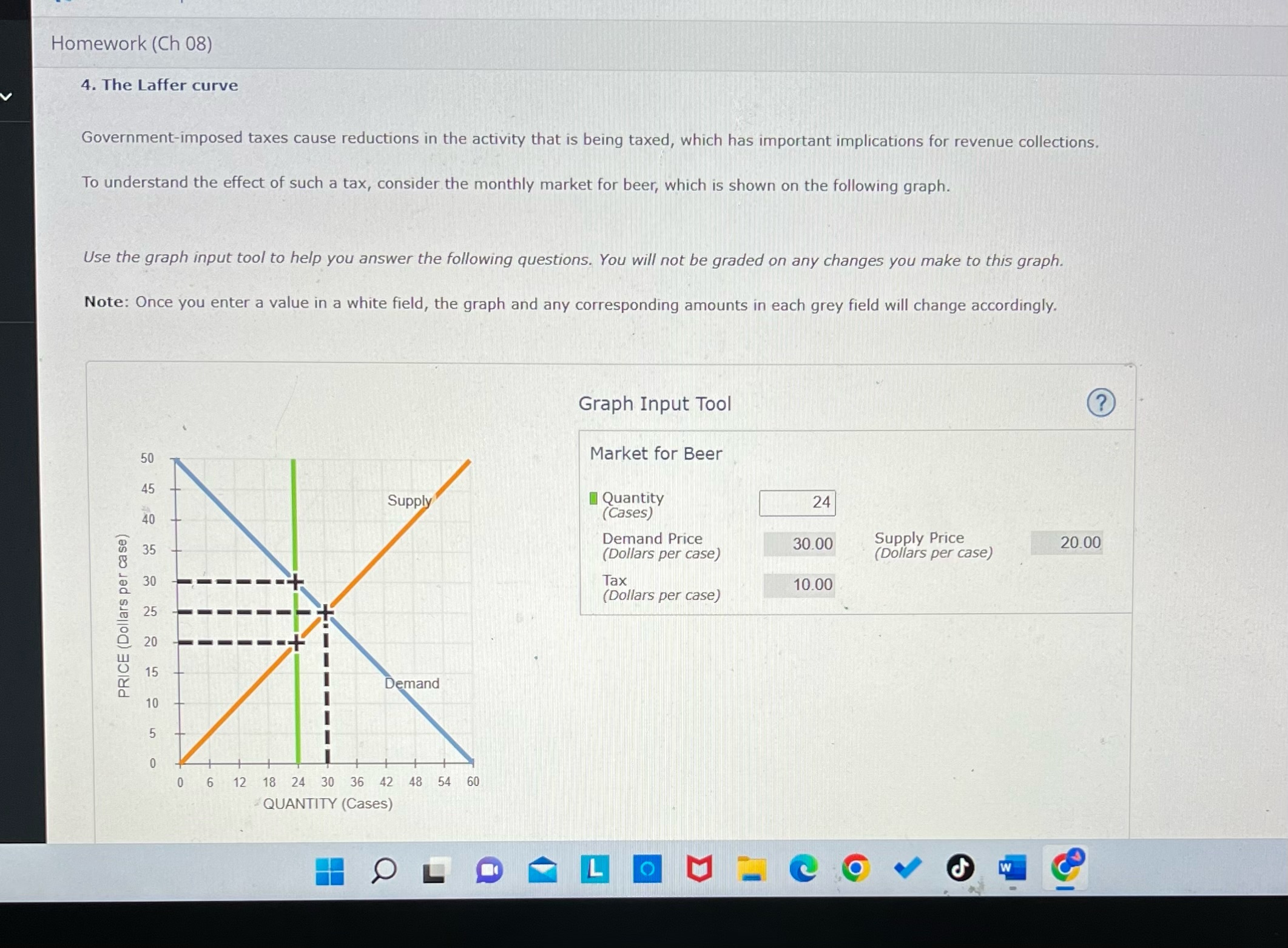Please help me tutors!! Homework (Ch 08) 4. The Laffer curve Government-imposed