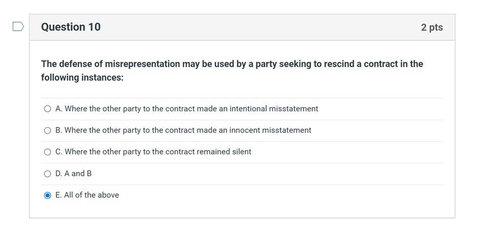 O True O FalseD Question 3 2 pts A rm offer must