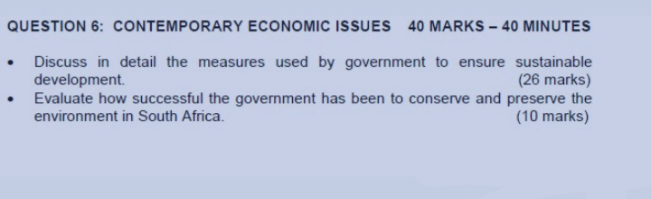 please help tutors explain where possible QUESTION 6: CONTEMPORARY ECONOMIC ISSUES