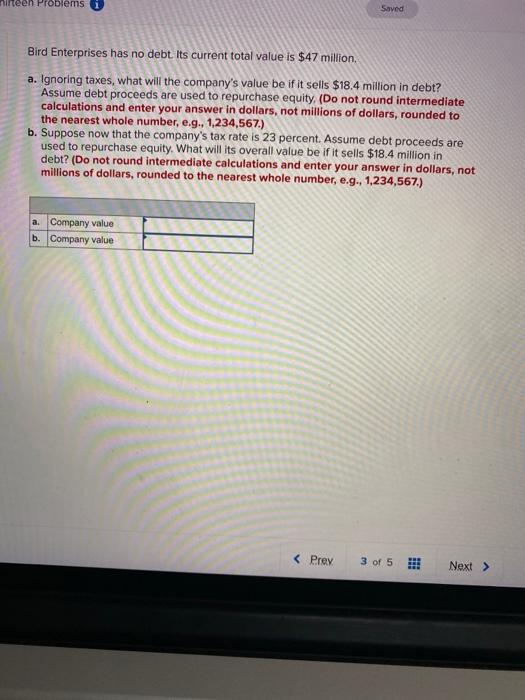  hireen Problems Saved Bird Enterprises has no debt Its current total