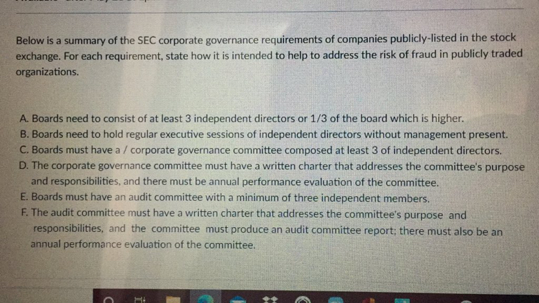 For each requirement, state how it is intended to help to address