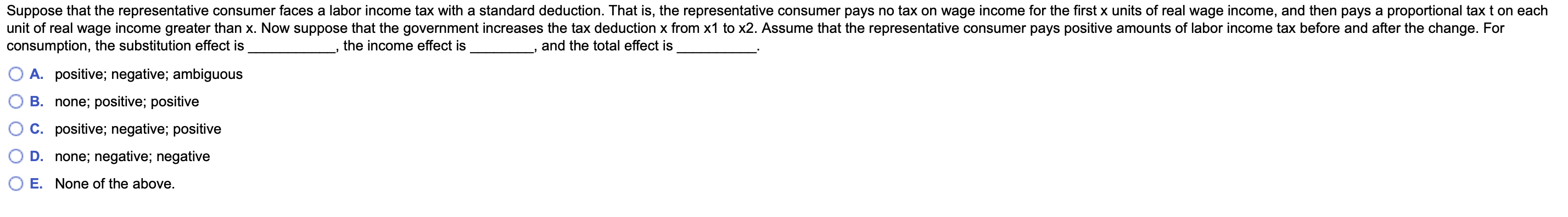 suppose that Suppose that the representative consumer faces a labor income tax