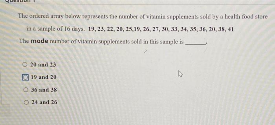 answer with explanation The ordered array below represents the number of vitamin