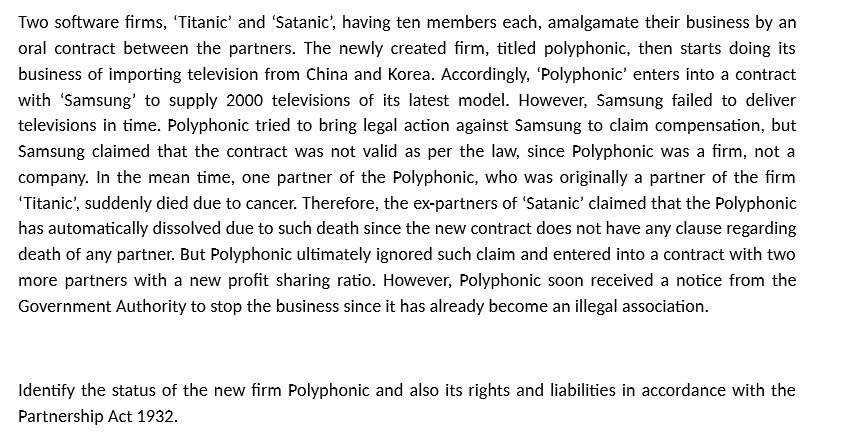 Two software rms, 'Titanic' and ESatanic', having ten members each. amalgamate