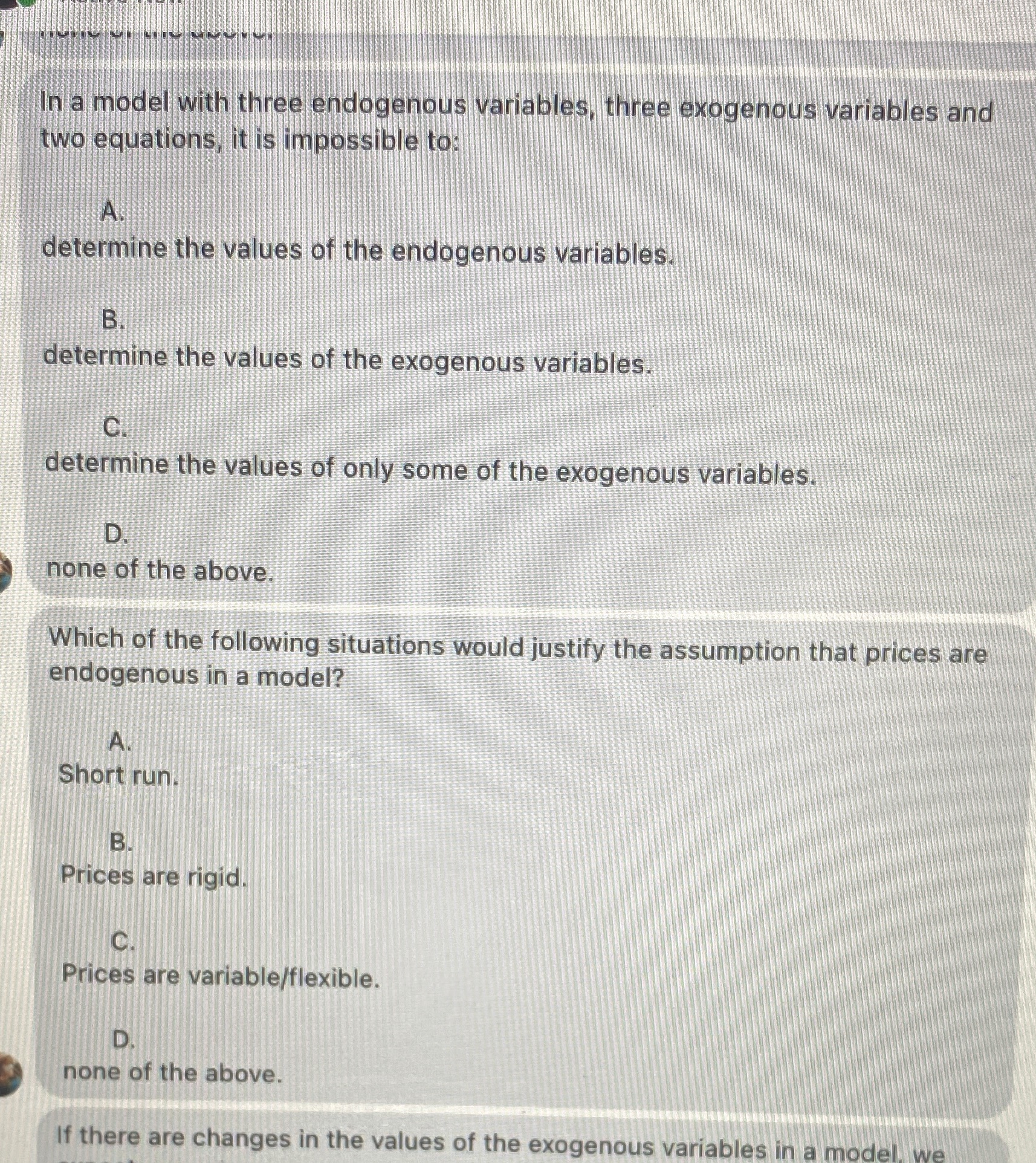  In a model with three endogenous variables, three exogenous variables and