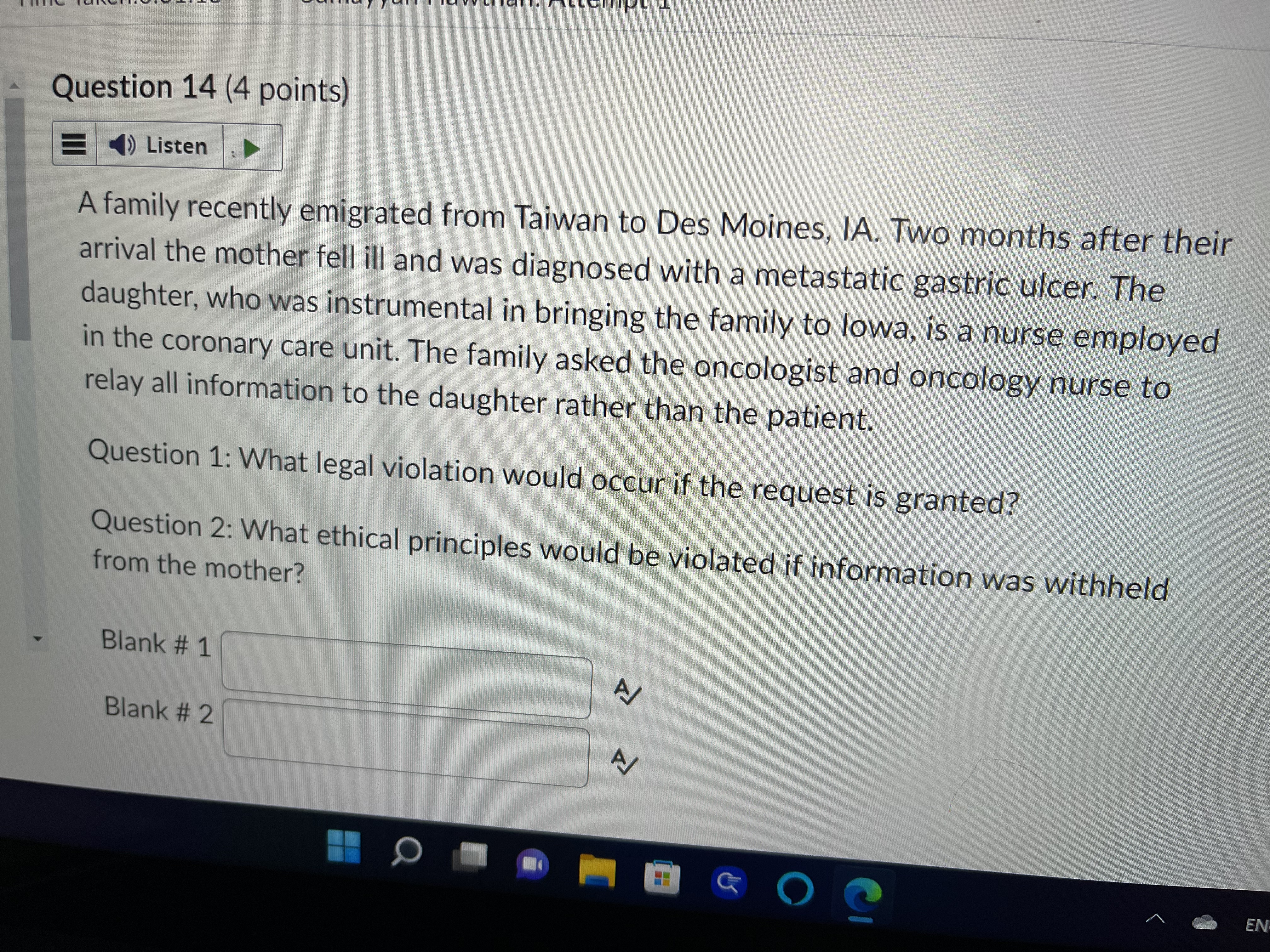 already having) colon cancer. Although he has no abdominal symptoms, he insists