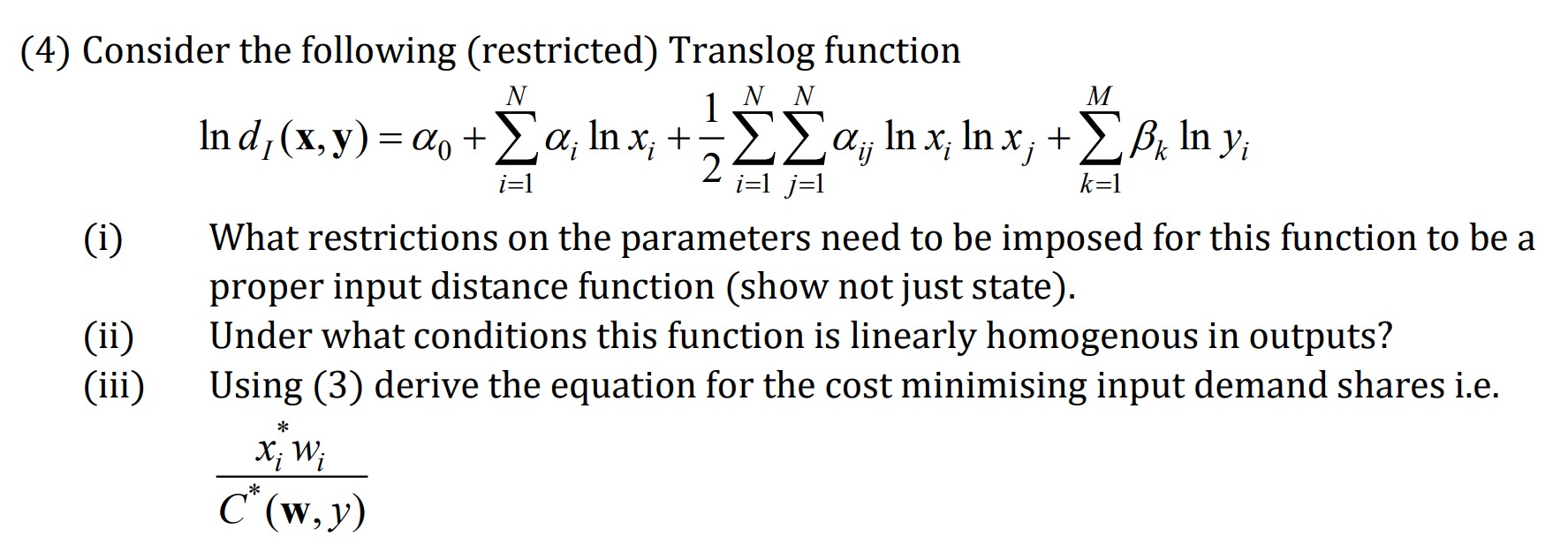 E R. be a vector of outputs. The input distance function is