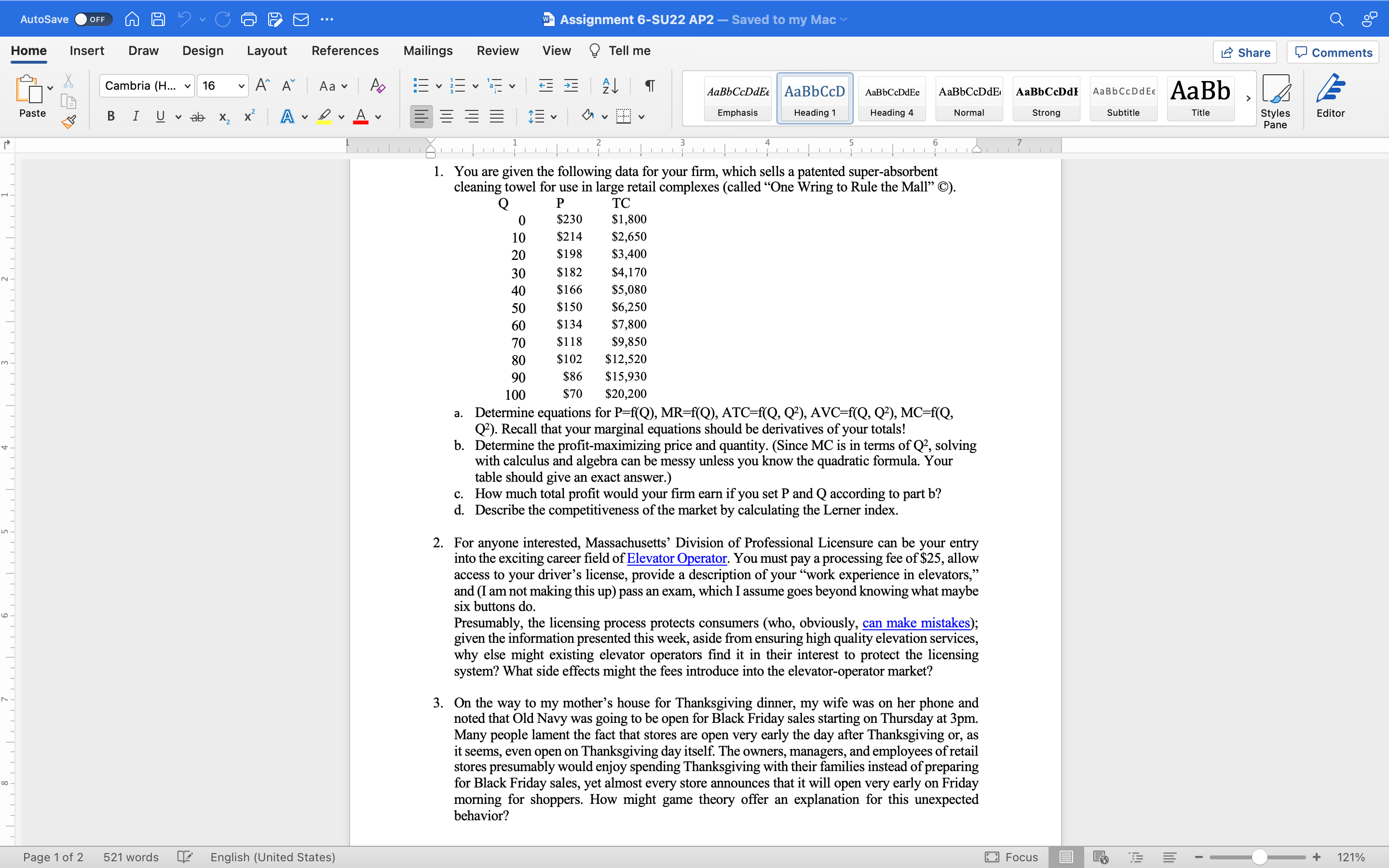  AutoSave OFF 19 0690 ... w- Assignment 6-SU22 AP2 - Saved
