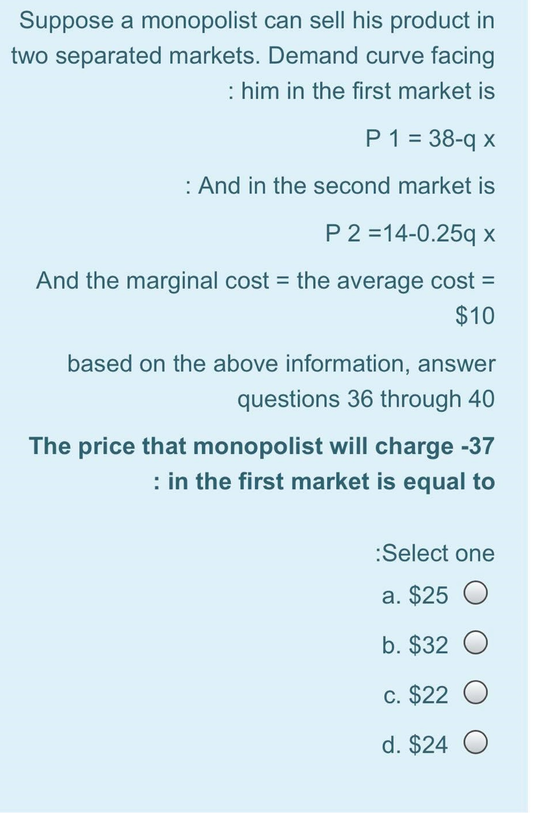 producer surplus is equal to :Seleot one a. the sum of profits