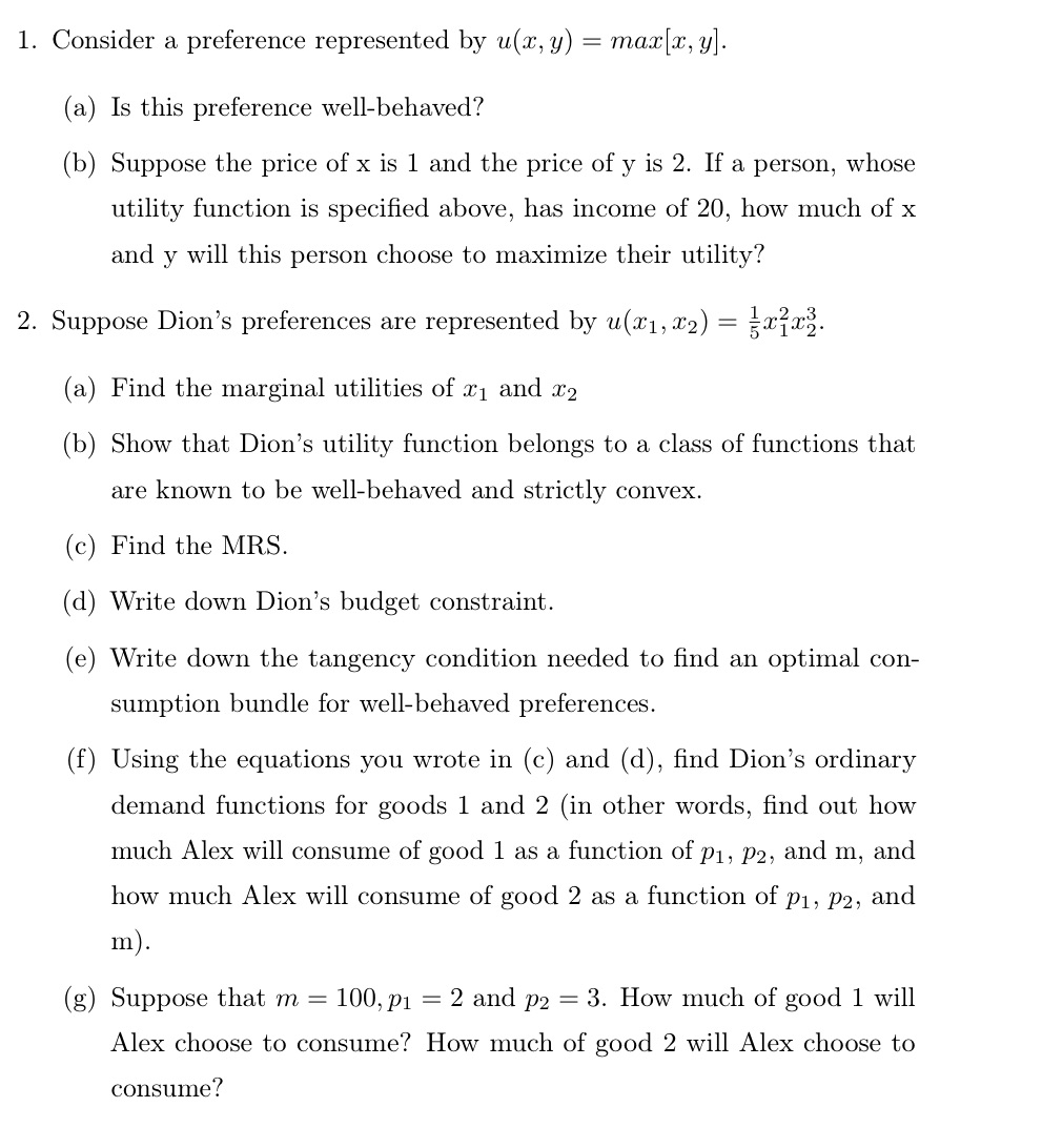 Microeconomics Practice Problems. Please provide a step by step solution to help