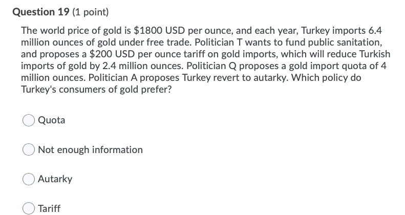 autarky, the price and quantity traded are both 16. If the world