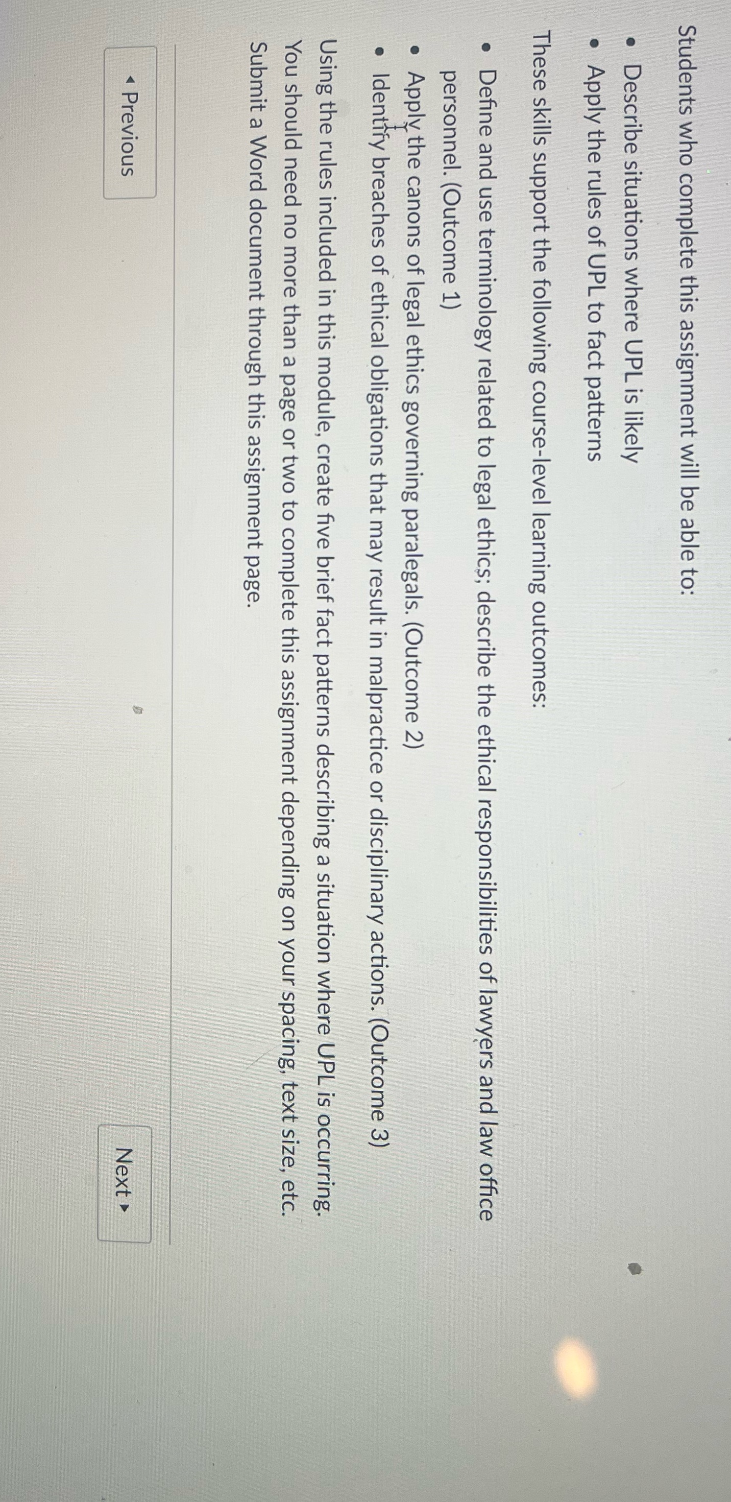  Students who complete this assignment will be able to: . Describe