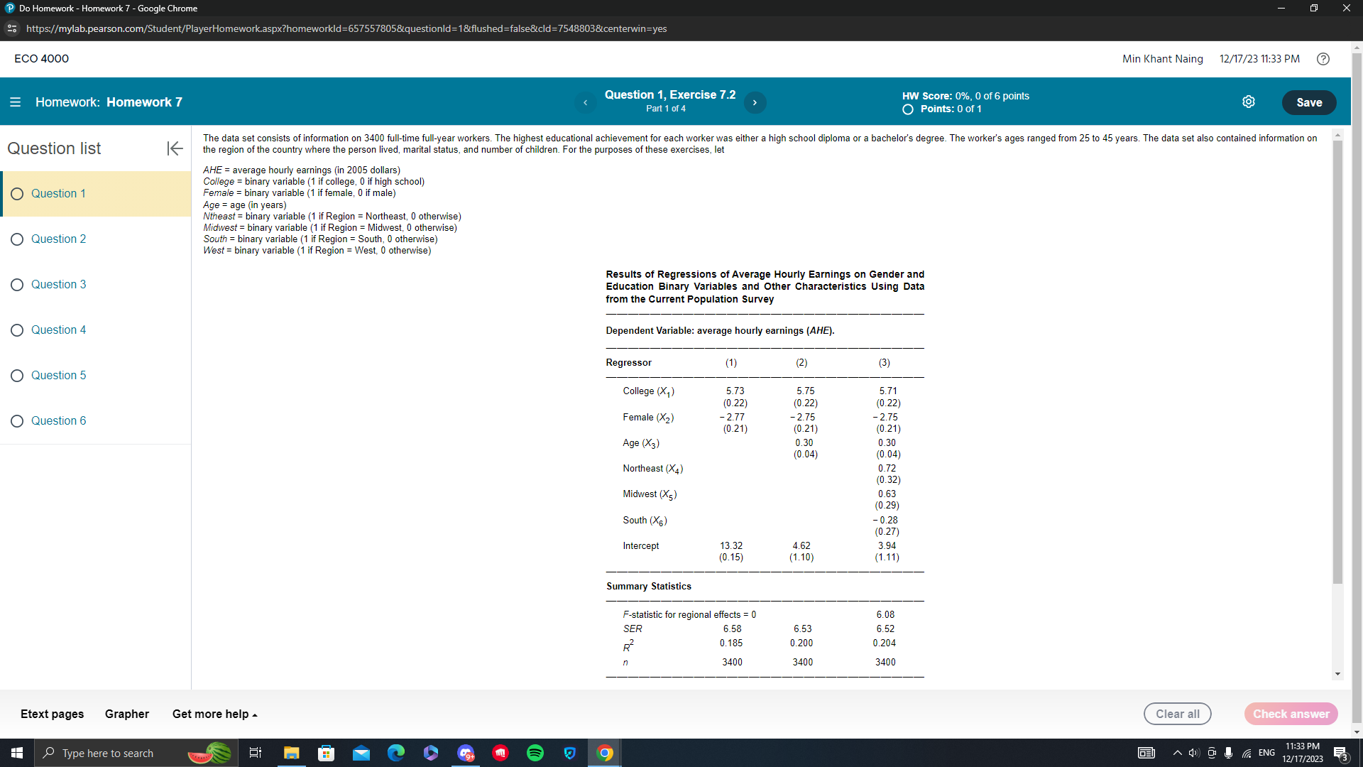 4000 Min Khant Naing 12/17/23 11:33 PM Homework: Homework 7 Question 1,