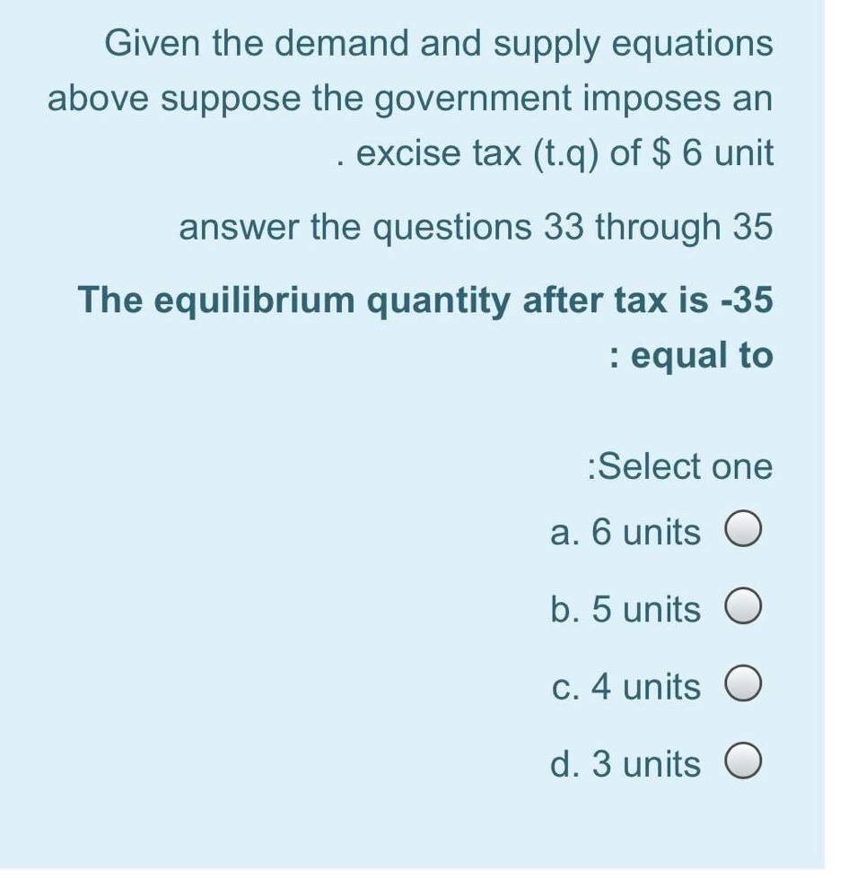 please i need answer for these multiple choice questions Given the demand