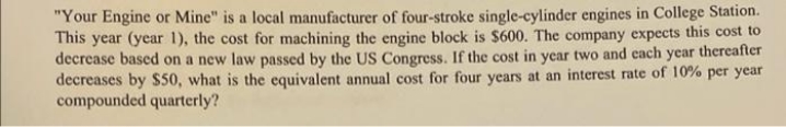 please answer "Your Engine or Mine" is a local manufacturer of four-stroke