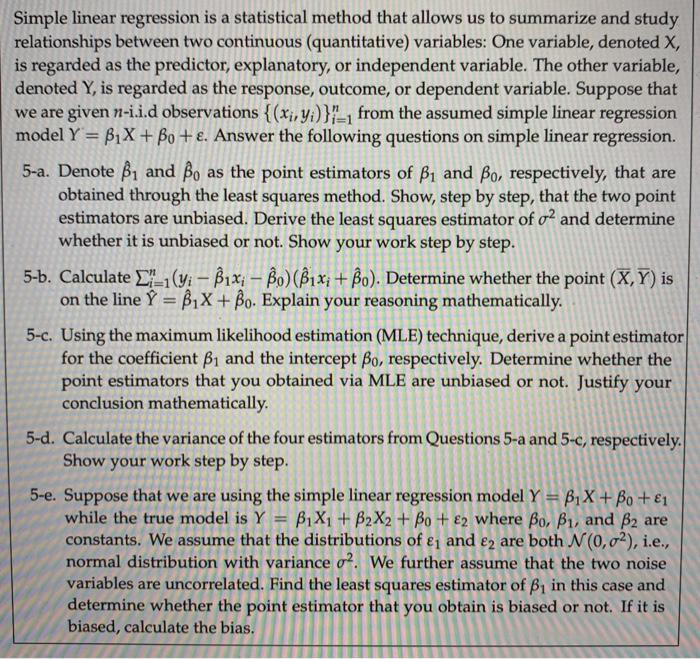Solve the following attachments. Simple linear regression is a statistical method that