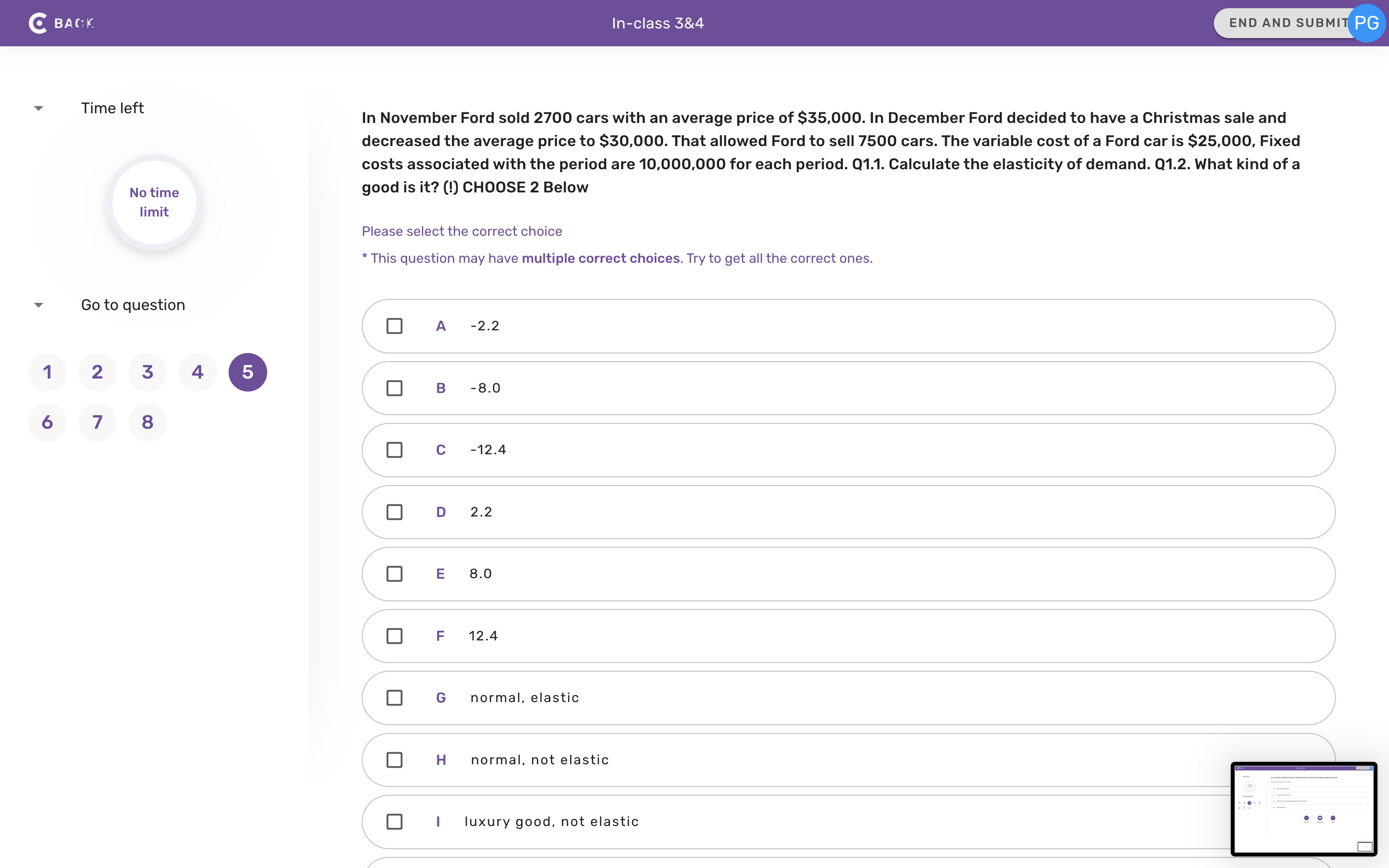 BACK In-class 3&4 END AND SUBMIT PG Time left In November