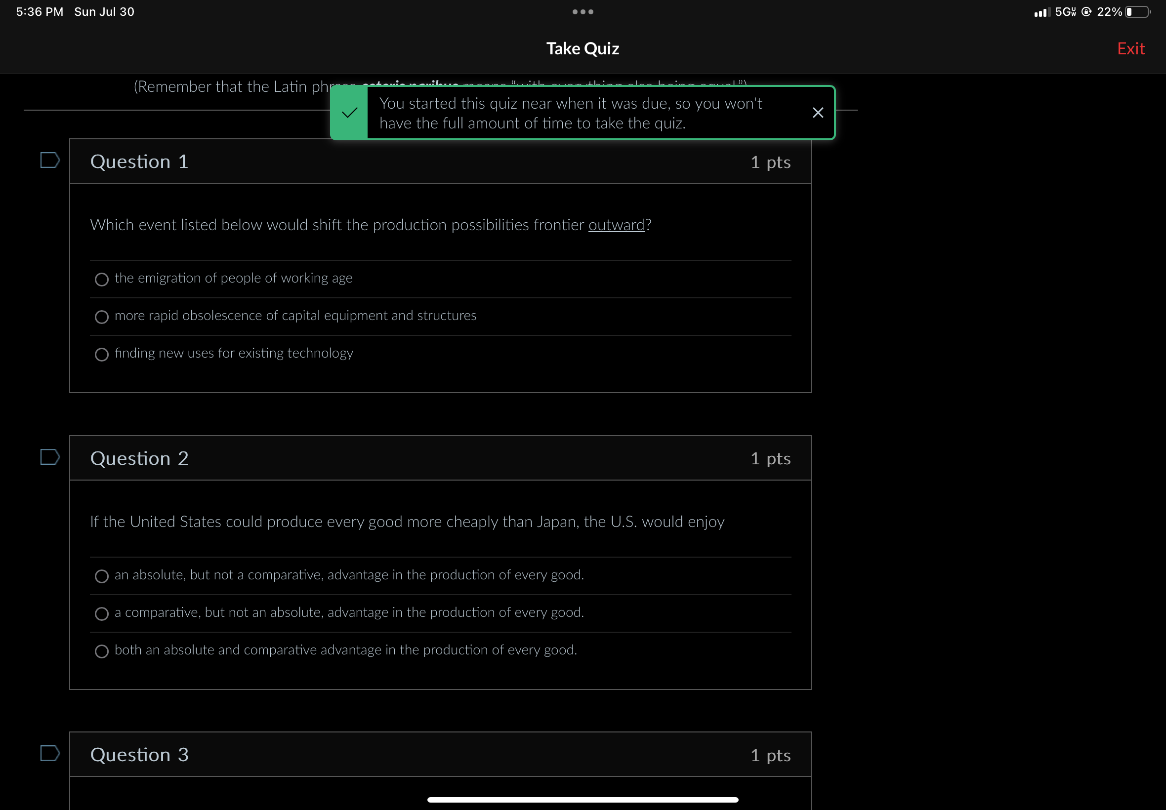 Not a quiz, it is a study guide to be used. 5:36