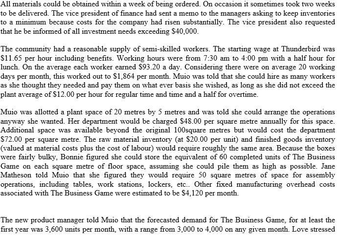 case: CASE 3.2 THE BUSINESS GAME Bonnie Muio had just been promoted