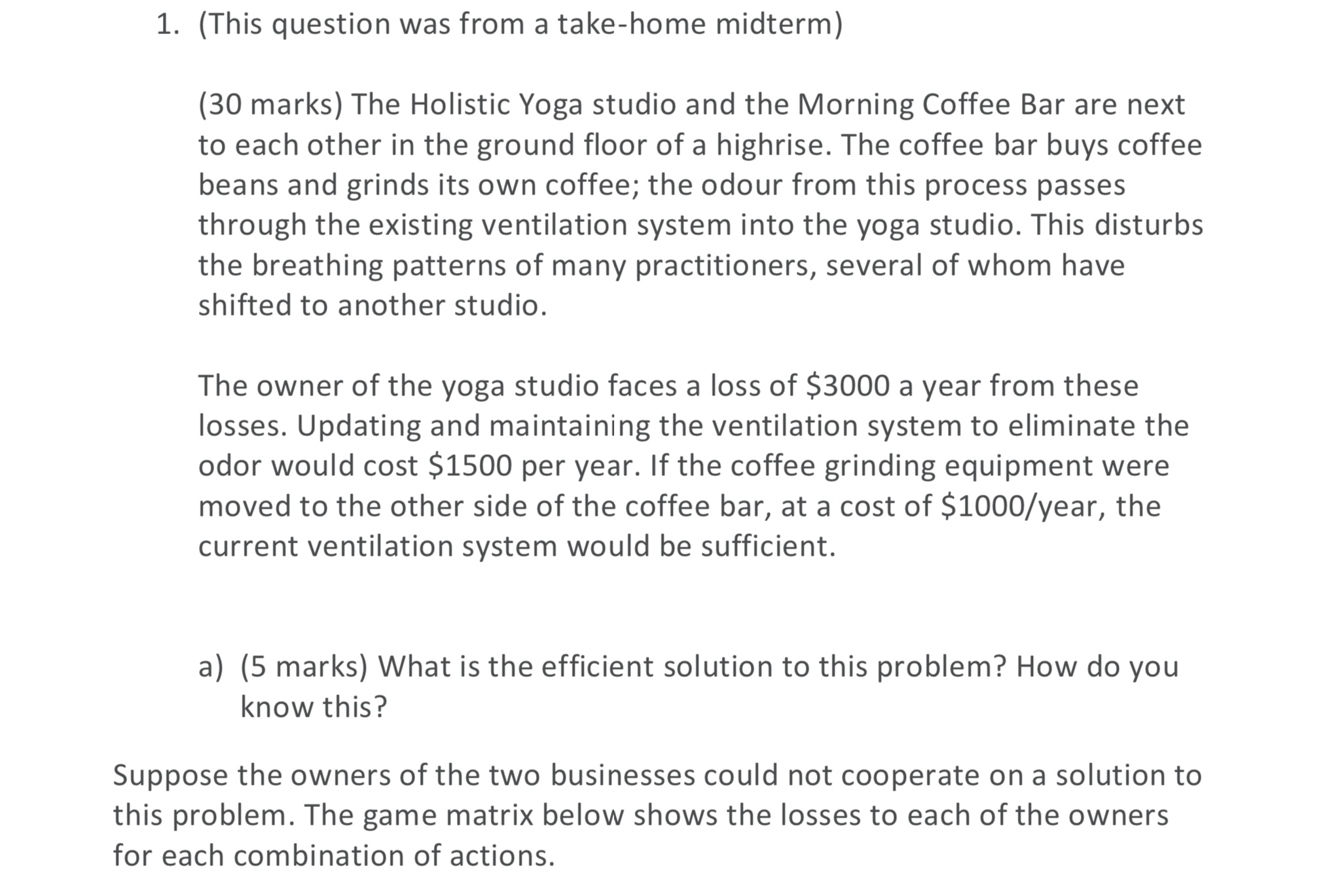 1. (This question was from a take-home midterm) (30 marks) The