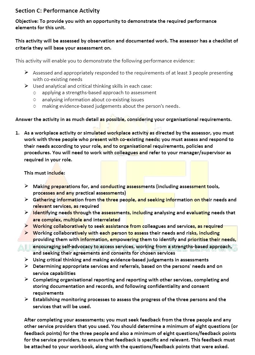  Section C: Performance Activity Objective: To provide you with an opportunity