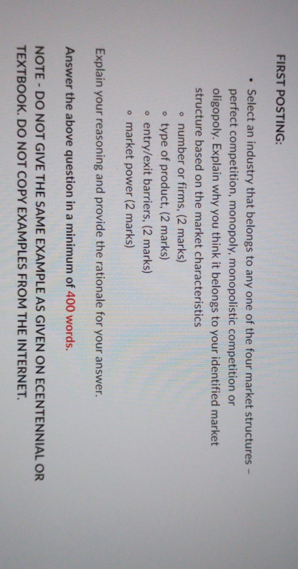 please answer this fast FIRST POSTING: . Select an industry that belongs