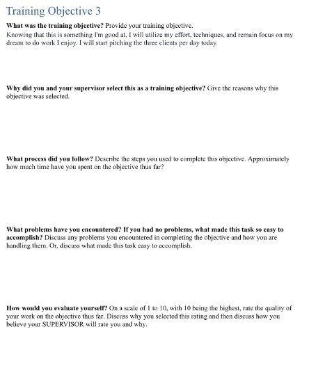 Training Objective 3 What was the training objective? Provide your training