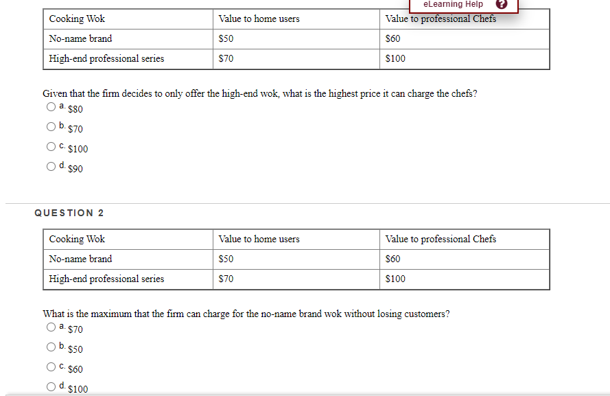 the wok firm offers both products, what prices can it offer in