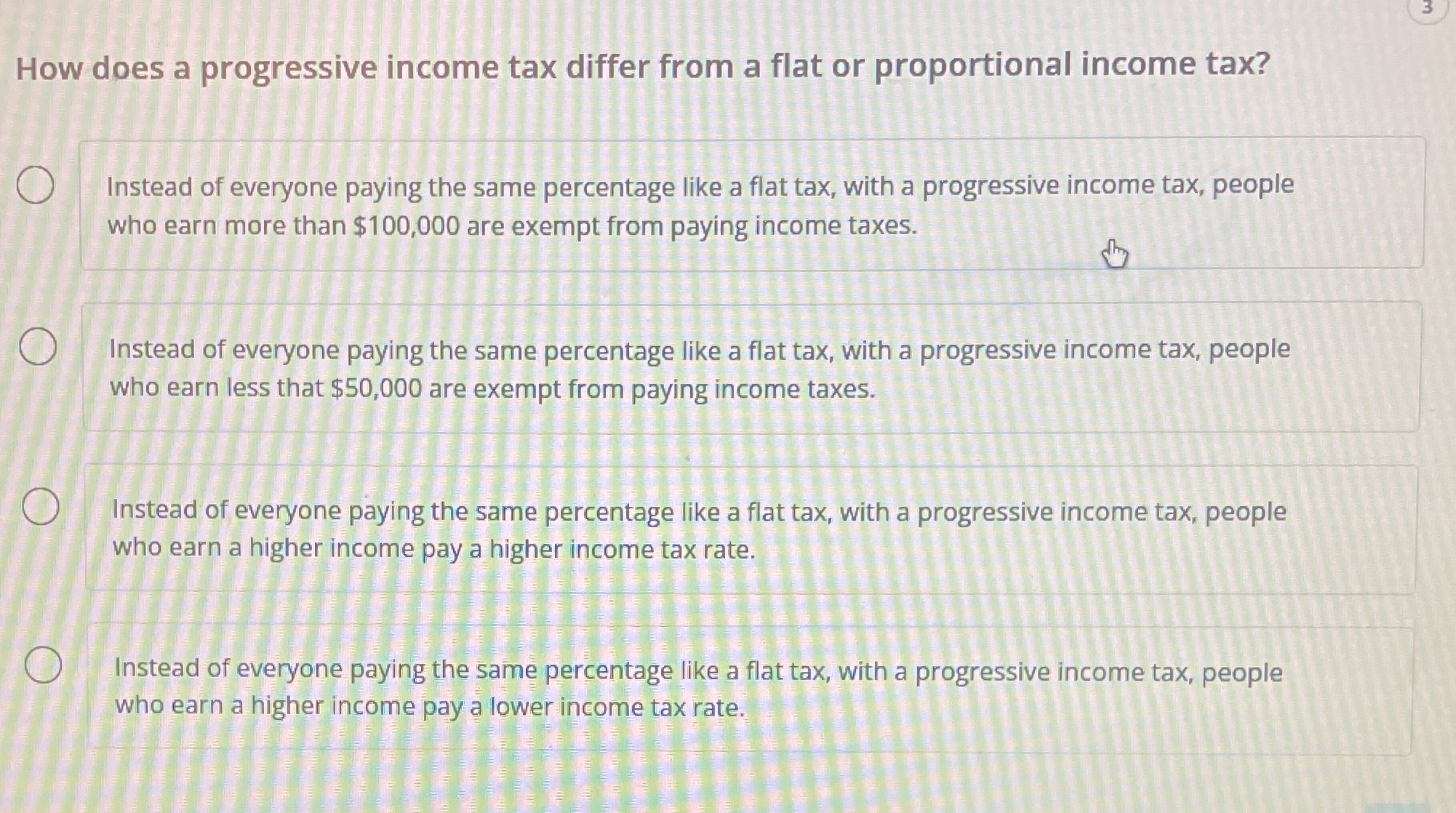  How does a progressive income tax differ from a flat or