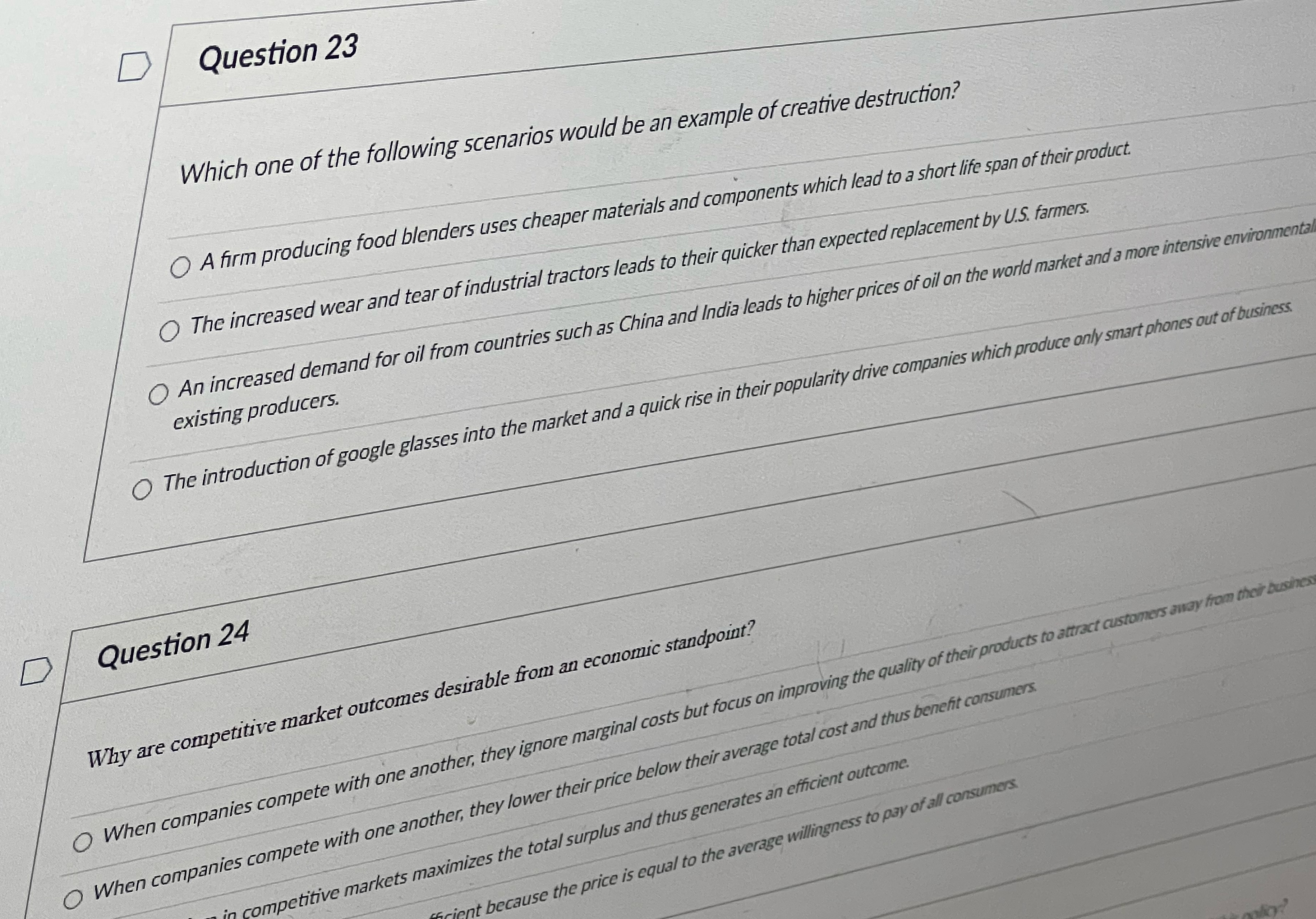 Please answer question 24 D Question 23 Which one of the following