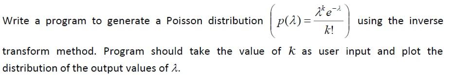 Aka'1 Write a program to generate a Poisson distribution [pj ll