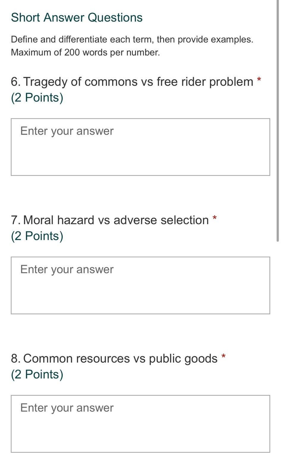 10. Budget line vs law of diminishing marginal returns * (2 Points)