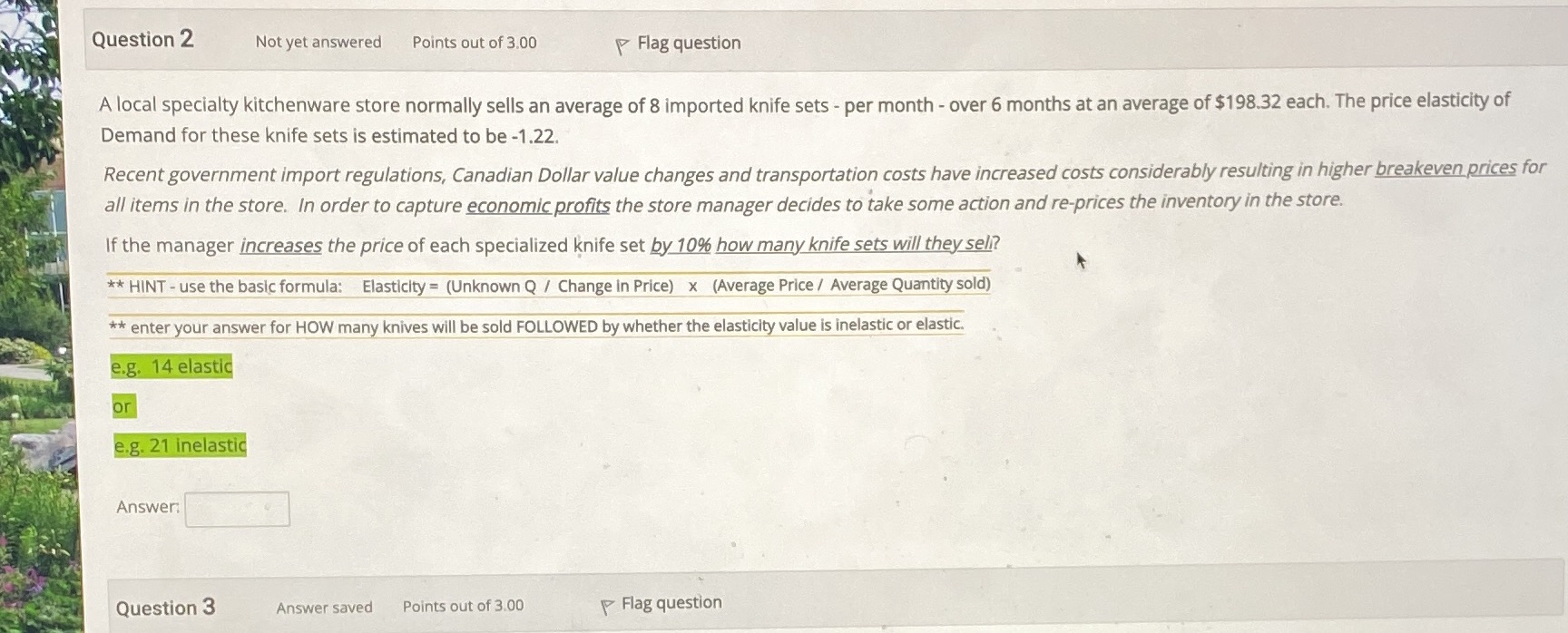 Please help in solving this problem Question 2 Not yet answered Points