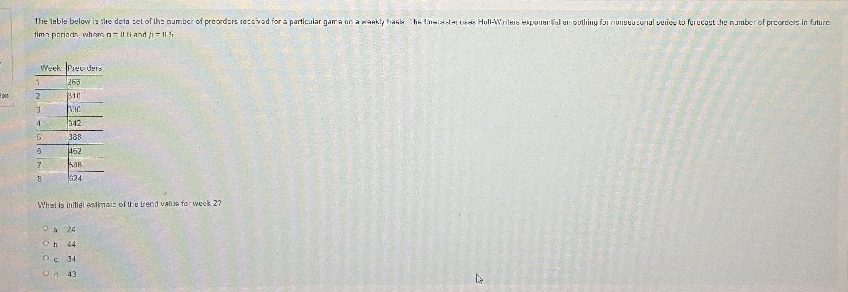 Hello, I would like the answer to this question please. The table