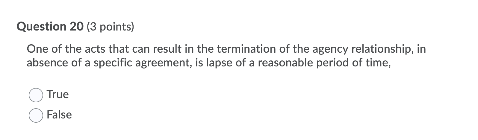 Help me answer this question by choosing TRUE or FALSE. This question