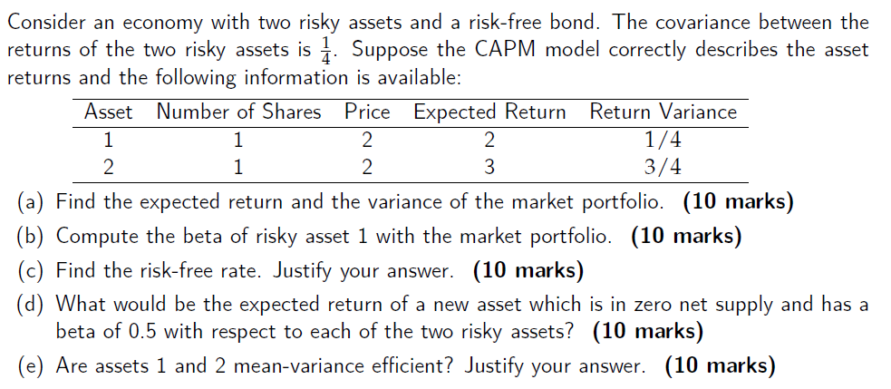 It a question about risk-free rate, expected return and the variance, the