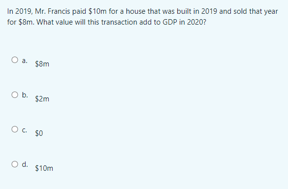 6 Nominal GDP minus GDP deflator. Od. Nominal GDP divided by GDP