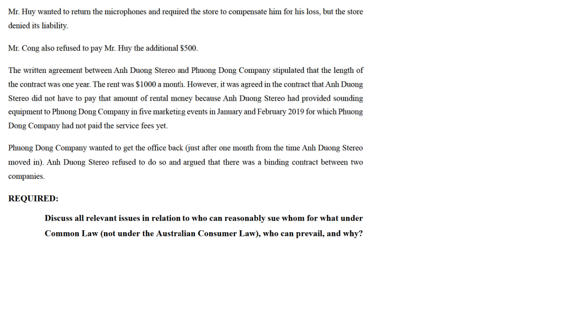 new office, Mr. Cong, the president of Anh Duong Stereo, called the