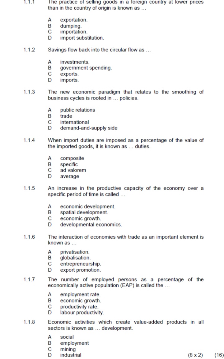 2.2.4 Explain economic activity during phase EF in the business cycle. (2)