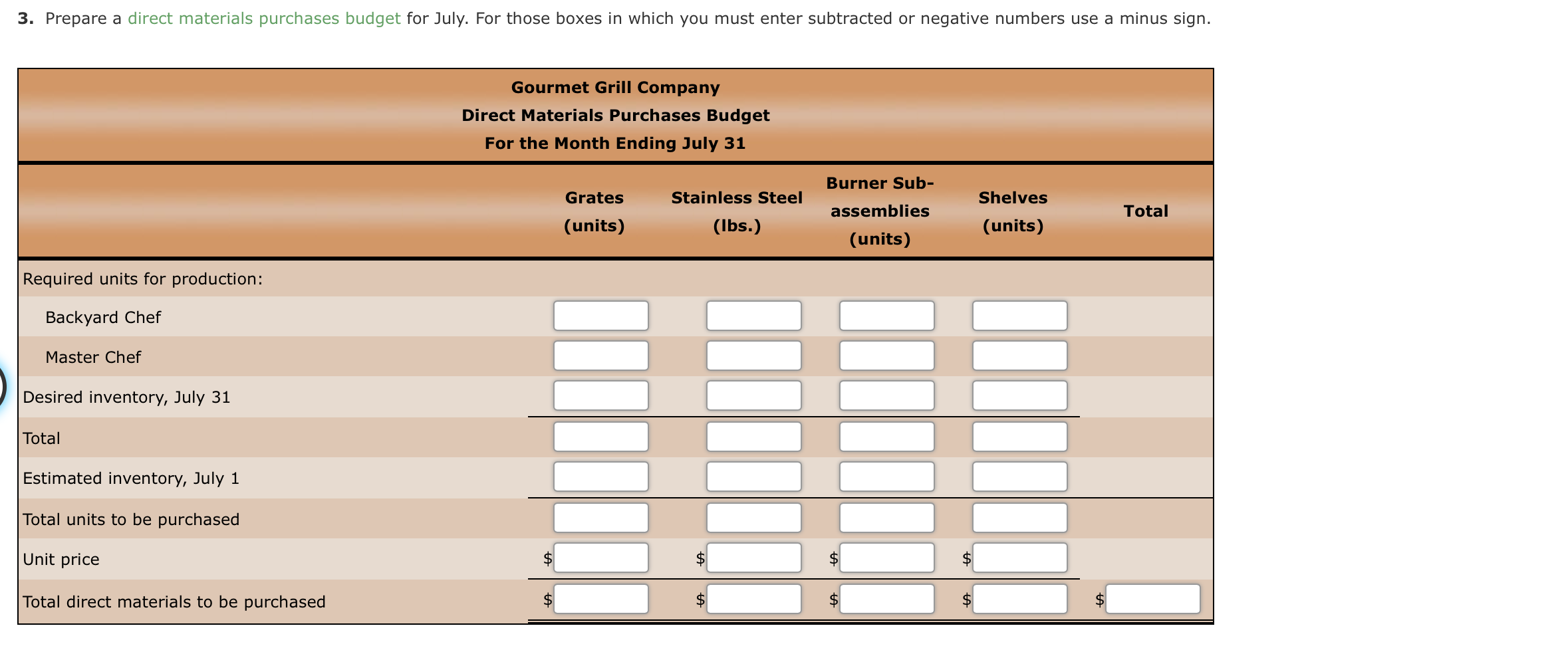 per unit Master Chef 150 units at $1,200 per unit Vermont: Backyard