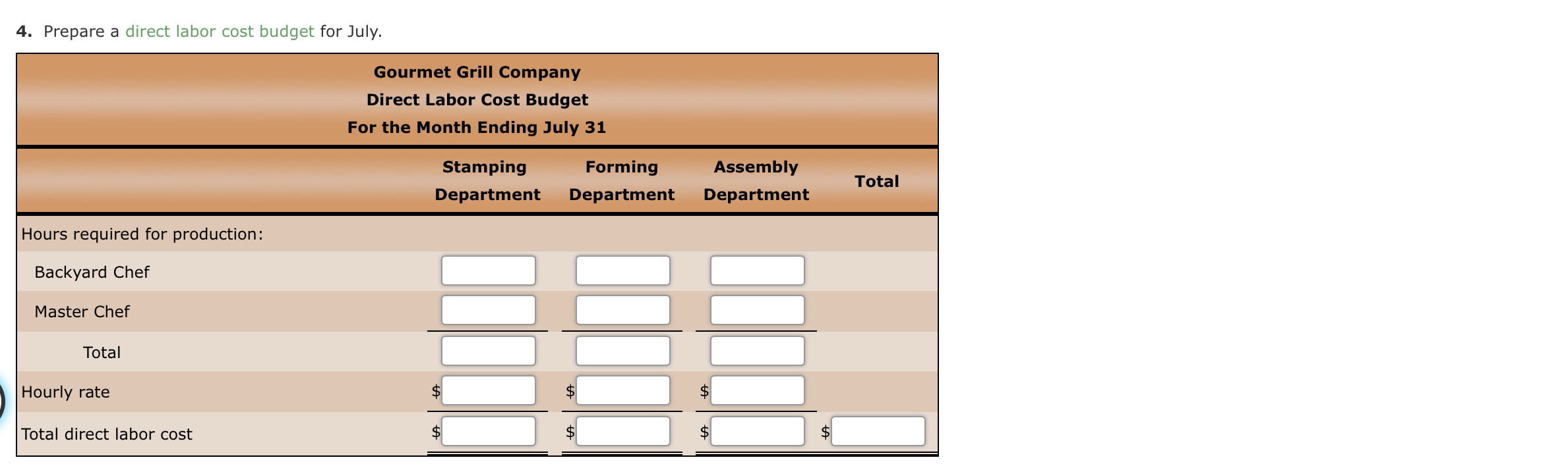 Chef 240 units at $750 per unit Master Chef 110 units at